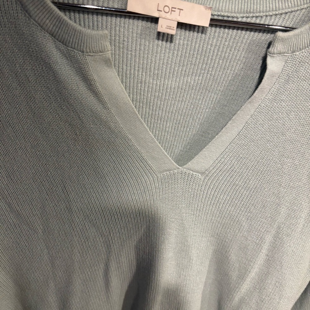 LOFT Women's Soft Blue V-Neck Sweatshirt - Picture 2 of 5